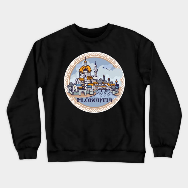 Florence city hand draw medieval illustration Crewneck Sweatshirt by qpiii